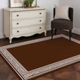 thumbnail image 4 of Coffee Brown Greek Key Large Area Rugs for Bedroom Living Room, Soft Non Slip Carpet Bedside Rug, Geometric Greece Ancient Farmhouse Geo Rectangular Floor Cover Kitchen Accent Rug 4'x6' for Office, 4 of 9