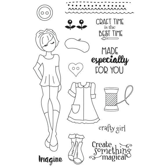 Prima Marketing Julie Nutting Mixed Media Cling Rubber Stamp-Mindy