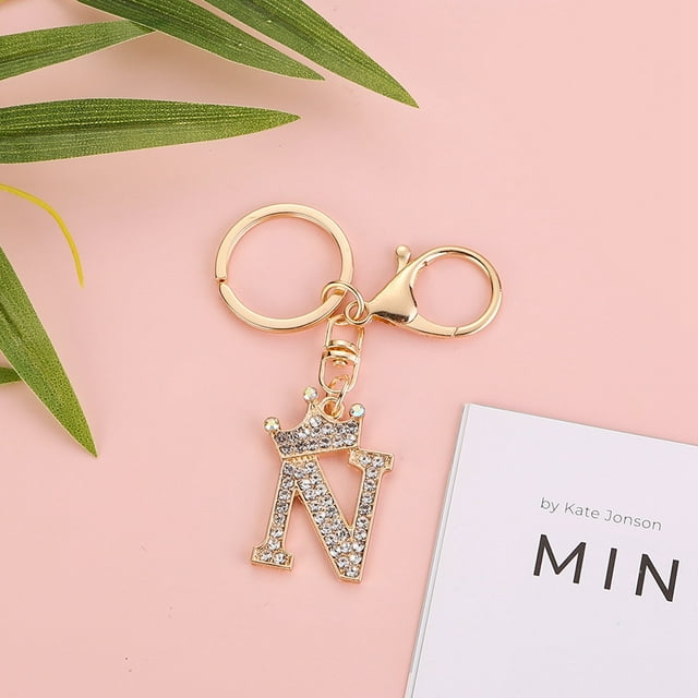 Stylish Metal Alphabet Letter Keychain Fashion Jewelry Accessory for Bags and Personal Items with Exquisite Encrusted Detailing