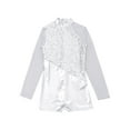 thumbnail image 4 of iEFiEL Girls Sparkling Sequins Mesh Patchwork Dance Leotard Jumpsuit,Sizes 6-14, 4 of 5