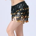 thumbnail image 4 of Ousvtion Sequin Skirt for Women Sparkle Tassel Skirts with Drawstring Belly Dance Hip Scarf Layered Glitter Dress Mardi Gras Outfits Dancing Cowgirl Costume Clearance Saving,Black,Free Size, 4 of 8
