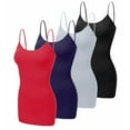 thumbnail image 2 of SAYFUT 4 Pack Mixed Colors, Women Long Camisole Tank Tops Blend Fit Basic Cami Top W/ Straps, 2 of 7