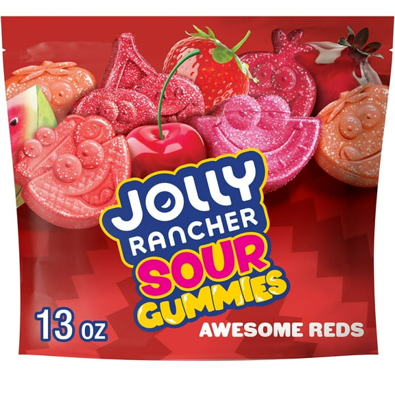 Jolly Rancher Sour Gummies Awesome Reds Assorted Fruit Flavored Candy, Bag 13 oz
