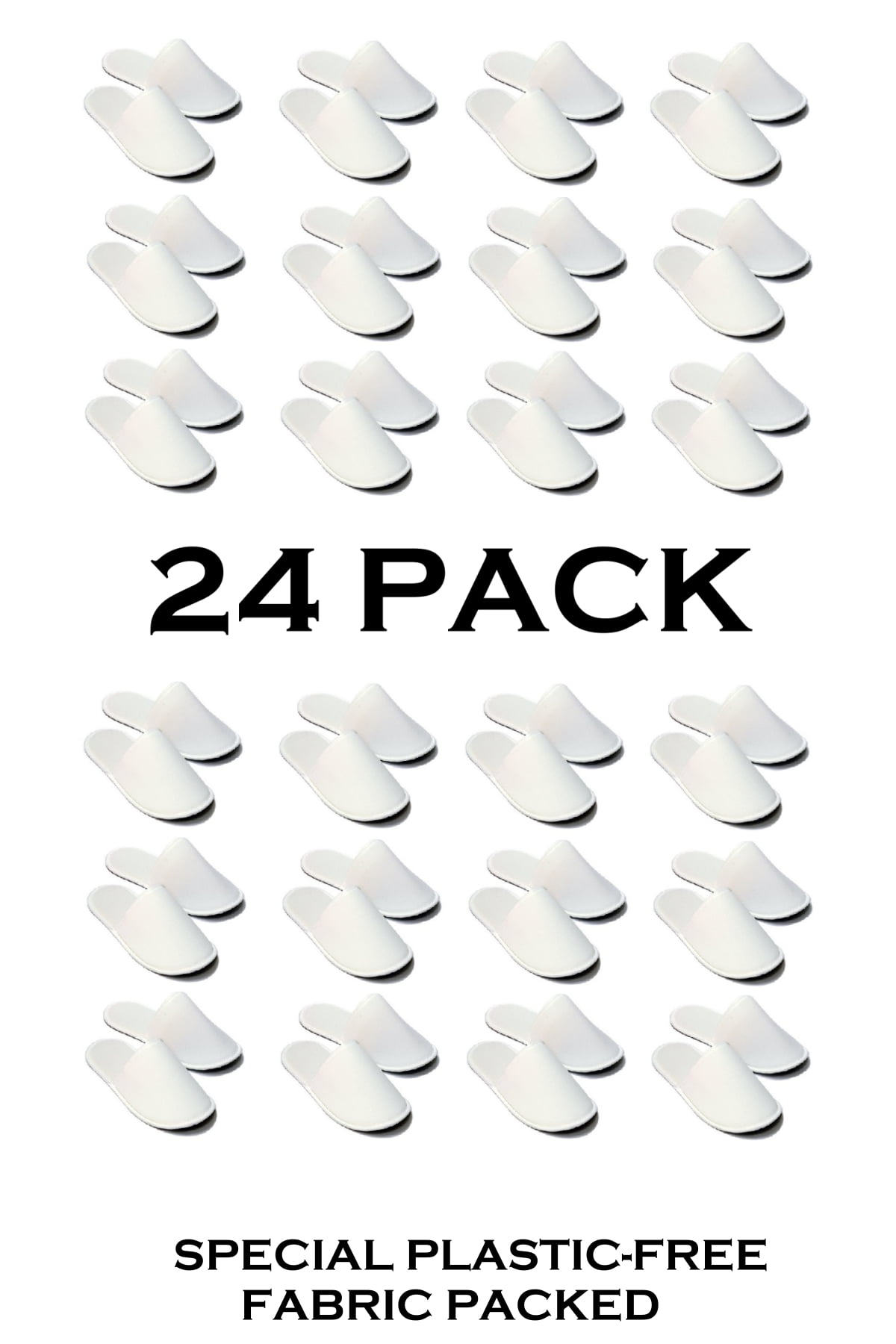 Chochili 24 Pairs Fabric Packed Terry Cotton Disposable Hotel Slippers for Airbnb Spa Nail Wedding Guests Adult Men Women Size 10-11, White