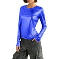thumbnail image 2 of Women's Tops Dressy 2026 Y2K Night Out Tops Crew Neck Shiny Tunic Shirts Long Sleeve Outfit for Spring Summer, 2 of 7
