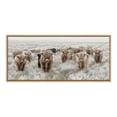 thumbnail image 2 of Kate and Laurel Sylvie Herd of Highland Cows Color Framed Canvas Wall Art by The Creative Bunch Studio, 18x40 Natural, Decorative Farmhouse Art for Wall, 2 of 6