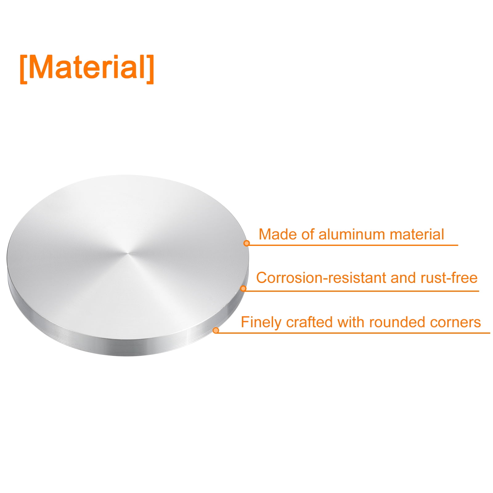 M10 Thread 80mm Diameter Round Shape Aluminum Disc Hardware 4pack Aluminum Circle Disc Glass Top Adapter for Glass Table
