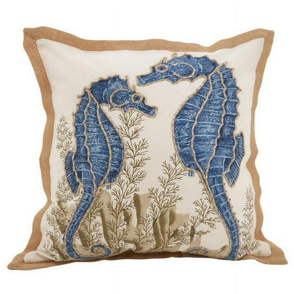 Saro Lifestyle Seahorse Down Filled Cotton Throw Pillow