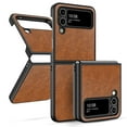 thumbnail image 5 of Elegant Choise Phone Case for Samsung Galaxy Z Flip 4 5G Leather Hybrid Hard Shockproof Cover, Brown, 5 of 14