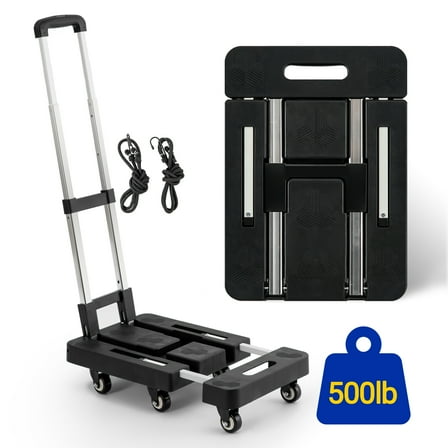 OUTMASTER  6 Wheel Folding Hand Truck-500lbs Capacity,Adjustable Handle & 360° Wheels for Home/Office/Travel