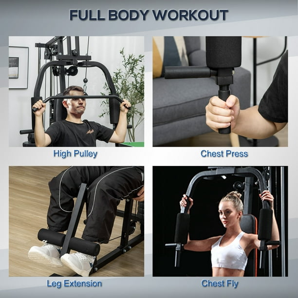 Soozier Home Gym Machine, Multifunction Gym Equipment with 99lbs