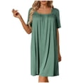 thumbnail image 3 of YgkuHd Cotton Nightgowns for Women Womens Solid Color Lace V Neck No Sleeved Loose Casual Mid Calf Nightgown Casual Print Sleepdress, 3 of 9