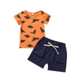 thumbnail image 1 of Ropa Para Bebé (Niño O Niña), Traje Para Niño Pequeño, Pantalones Cortos De Manga Corta Con Estampado De Dinosaurio De Dibujos Animados A La Moda, Traje Naranja Odeerbi LM103-11365, 1 of 9