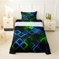 thumbnail image 2 of Castle Fairy Abstract Neon Block Twin Sheets 3pcs,Minimalism Futuristic Cubes Bedding,Green Blue Black,1 Flat Sheet, 1 Fitted Sheet and 1 Pillowcase, 2 of 7