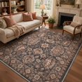 thumbnail image 2 of KUETH 2x3 Machine Washable Vintage Vintage Style Accent Rug, Soft Low Pile Non Slip Backing Rug, Warm Charcoal Rug for Entryway Bedroom Kitchen, 2 of 5