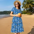 thumbnail image 4 of Fotbe Tennis Vestido Largo de Moda para Mujer, Vestido Tipo Camiseta con Manga Corta y Estilo Casual a Rayas y Bloques de Color, 4 of 6