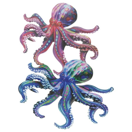 SEWCHICS Wall Sculpture Octopus Wall Decor Iron 2Pcs Purple