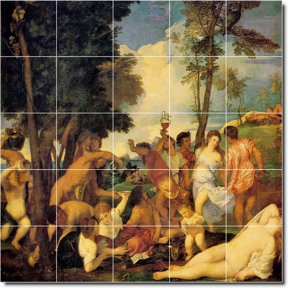 Ceramic Tile Mural-Titian Mythology Custom Tile Mural 30. 30" w x 30" h using (25) 6 x 6 ceramic tiles