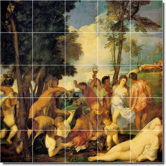Ceramic Tile Mural-Titian Mythology Custom Tile Mural 30. 40" w x 40" h using (25) 8 x 8 ceramic tiles