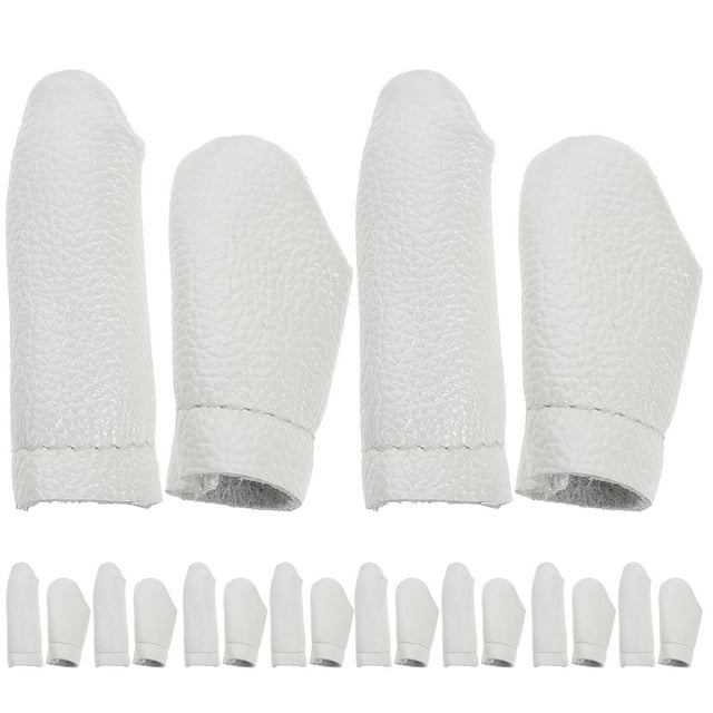Miangastore 20Pcs Leather Thimble Finger Protectors Practical Finger Cots (Random Color)