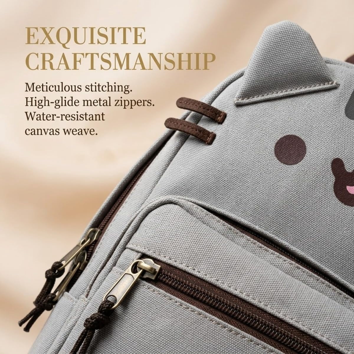 Cute Cat Backpack for Women, Casual 3D Cat Face Design Lightweight Travel Daypack with Pockets, Versatile Rucksack for Work Daily City Commute