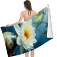 thumbnail image 2 of PHYHOO Lotus Flower Leaves Beach Towels Oversized Microfiber Beach Towel for Adults Quick Dry Sand Free Absorbent Large for Travel Pool Swimming Bath Camping Adult Women 30x60in, 2 of 8