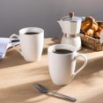 thumbnail image 3 of Juego de 6 tazas de café en color blanco mate, tazas de café de cerámica a granel con asa grande, tazas ligeras para café con leche/capuchino/cacao/leche, 3 of 4