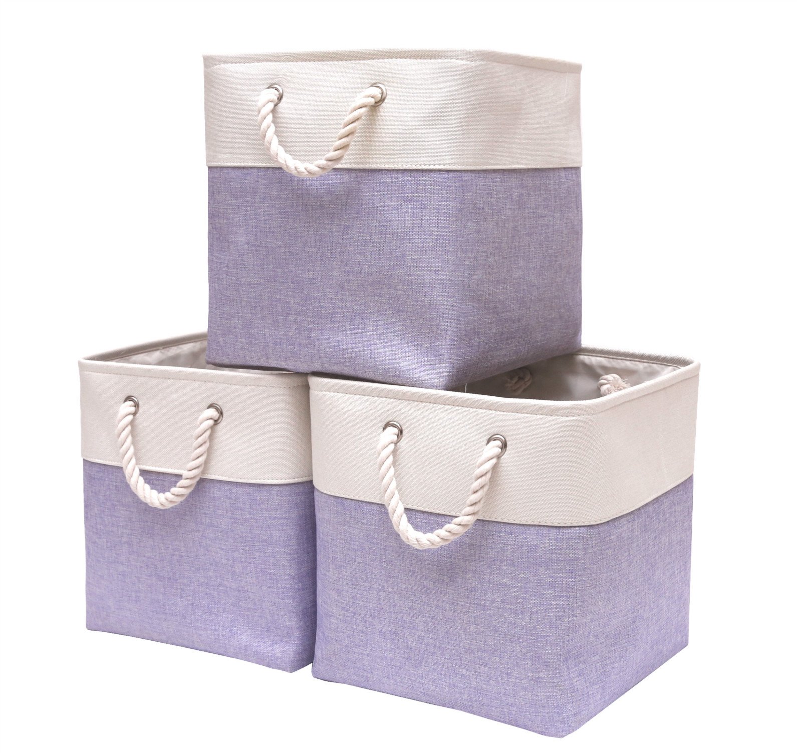 3Packs Foldable Cube Storage Bin with Rope Handles Great