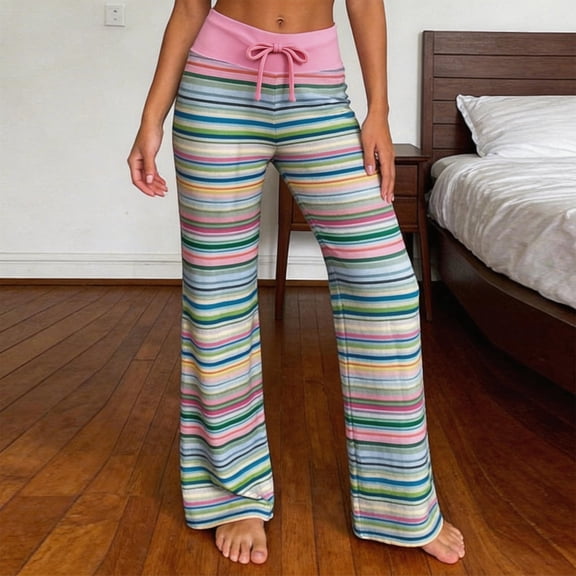 Women's Pants High Waist Wide Leg Casual Soft Trousers with Drawstring Elastic Fall Winter Relaxed Fit Flowy Bottoms Womens Slacks