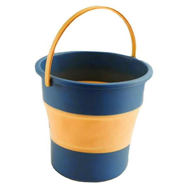 Cubo plegable para fregona, compacto, de almacenamiento, pequeño, duradero, con asa, práctico. Azul amarillo