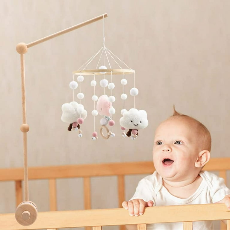 Baby Crib Mobile Arm - Wooden Baby Mobile Crib Holder Height Adjustable for  Hanging Baby Crib Attachment for Nursery Decor