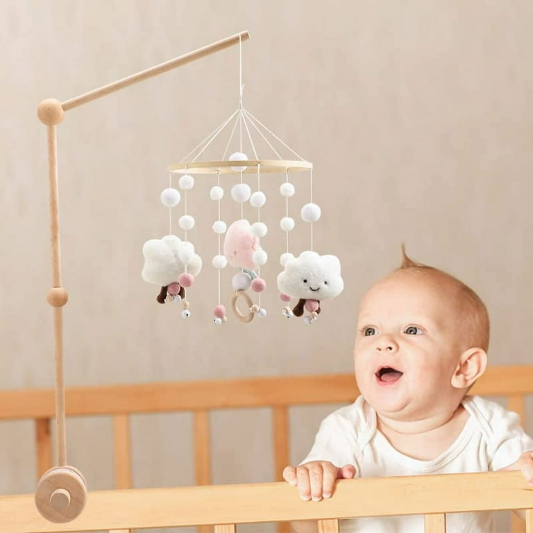 Baby Crib Mobile Arm - Wooden Baby Mobile Crib Holder Height Adjustable for  Hanging Baby Crib Attachment for Nursery Decor