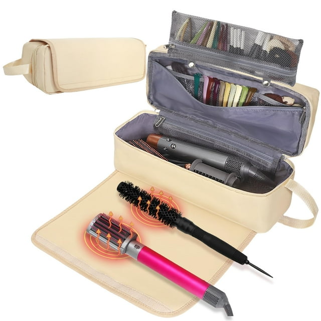 Bolsa de viaje para herramientas de pelo FAMOPLAY con almohadilla resistente al calor para mujer