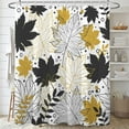 thumbnail image 1 of Gold Leaf Shower Curtain Modern Black and Yellow Maple Leaves Shower Curtains Set for Bathroom Tropical Plants Waterproof Fabric Stall Bath Curtains with 12 Hooks Rings Extra Long 72x72in, 1 of 6