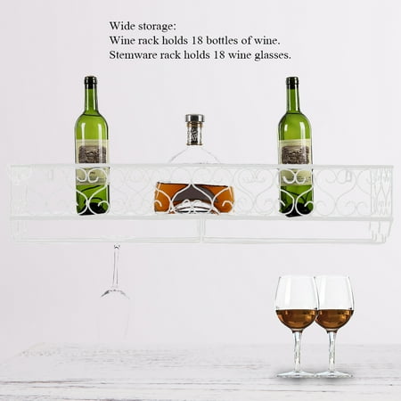 Yosoo Wall Mount Metal Wine Rack Bottle Champagne Gl Holder Yosoo Wall Mount Metal Wine Rack Bottle Champagne Gl Holder Storage Bar Accessory With Shelf Black White