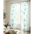 thumbnail image 5 of Green Flower Sheer Curtains 63 Inch Length 2 Panels Set for Living Room/Bedroom, Watercolor Floral Botanical Line Drawing Print Kitchen Curtains Grommet Curtains Window Treatments 42"x63"x2, 5 of 7