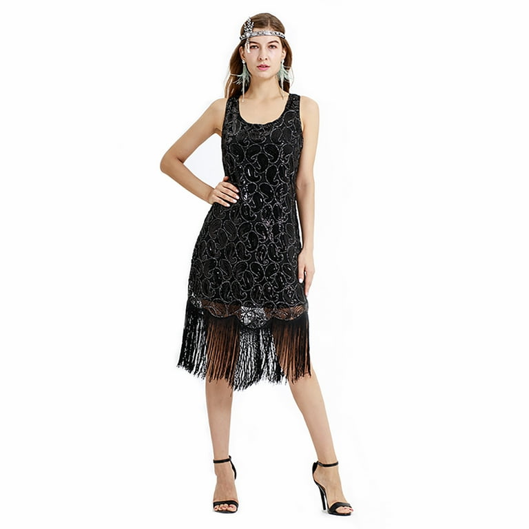 1920S Gatsby Flapper Bachelorette Party Outfits Themes Dresses for Guest  Black - Walmart.com