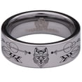 thumbnail image 2 of Geometric Wolf Skull Tungsten Carbide Ring, 2 of 6