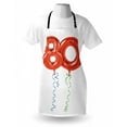 thumbnail image 3 of 80th Birthday Apron Birthday Grandparent Party Balloons with Curvy Swirls Artistic Print, Unisex Kitchen Bib Apron with Adjustable Neck for Cooking Baking Gardening, Red Green and Blue, by Ambesonne, 3 of 3