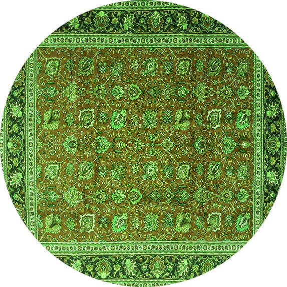 Ahgly Company Indoor Round Persian Green Traditional Area Rugs, 5' Round