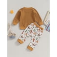 thumbnail image 4 of Wassery Baby Boys Western Clothes 6M 12M 18M 24M 3T Toddler Boys Long Sleeve Cattle Print Sweatshirt Top Elastic Waist Sweatpants Infant Casual Cowboy Fall Outfit 0-3Y, 4 of 8