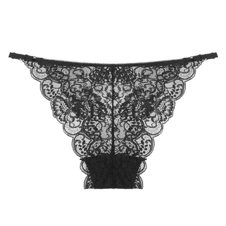 

Odeerbi Thong Underwear for Women Sexy Lace Lingerie Panties Hollow Out Underpants Black