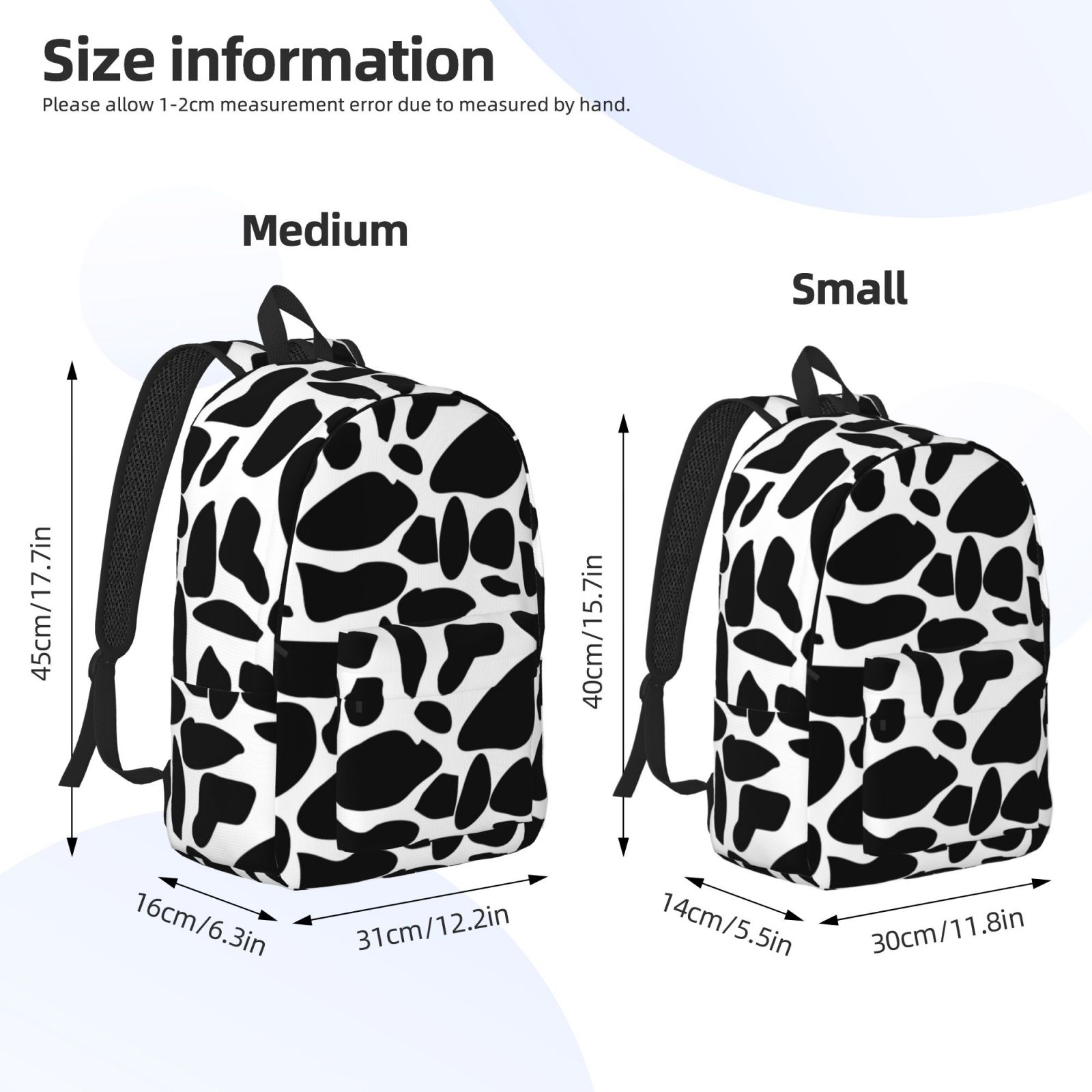Travel Laptop Backpack - Cow Print Lightweight Canvas Backpack, Wear Resistant Computer Backpack Bag Fit {sizeName} Laptop for Men Women with Adjustable Padded Shoulder Straps
