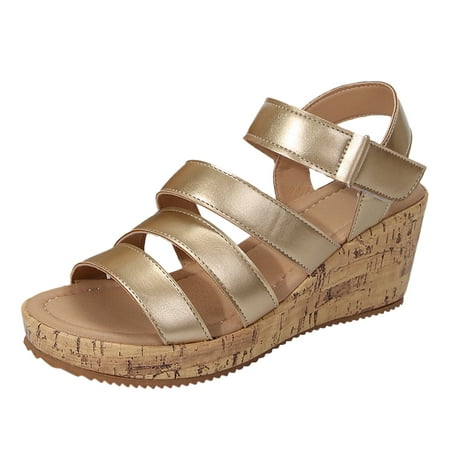 

Ladies Summer Shiny Leather Fish Mouth Roman Shoes Beach Large Size Slope Heel Sandals Slippers Soft Fabric Summer Fall Holiday Party