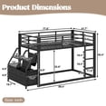 thumbnail image 3 of UHOMEPRO Twin over Twin Metal Bunk Bed with Storage Shelves and Drawers, LED Lights, Guardrails and Ladder, No Box Spring Needed for Boys Girls, Black, 3 of 6