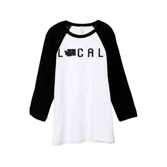 Thread Tank Local Washington State Unisex 3/4 Sleeves Baseball Raglan White Black Small