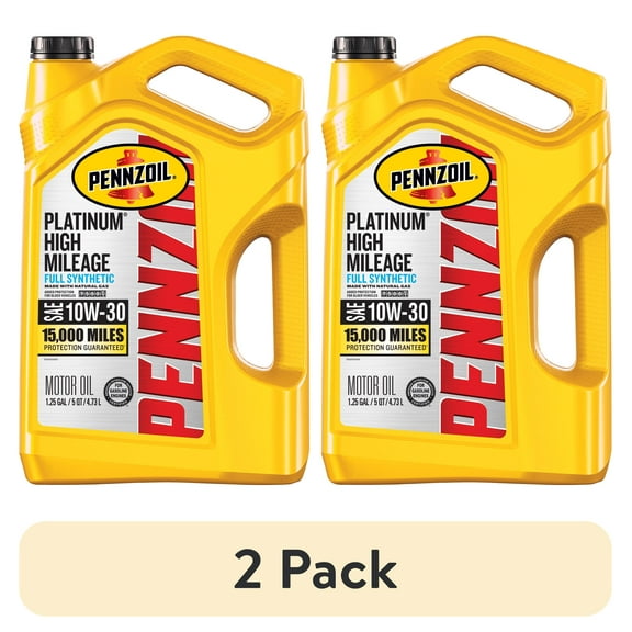 (2 pack) Pennzoil Platinum High Mileage Full Synthetic 10W-30 Motor Oil, 5 Quart