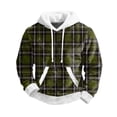 thumbnail image 2 of CharmCyan Men's Hooded Sweatshirt with Classic Plaid Print Long Sleeve Pullover Casual Fit Drawstring Hood Kangaroo Pocket Army Green M, 2 of 4