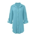 thumbnail image 5 of Robe d'Été pour Femmes Manches Courtes Poche Irrégulière Robe Chemise avec Poches, 5 of 5