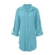 thumbnail image 5 of Vestido camisero de manga corta para mujer - Vestido informal de verano con botones y bolsillos irregulares, 5 of 5